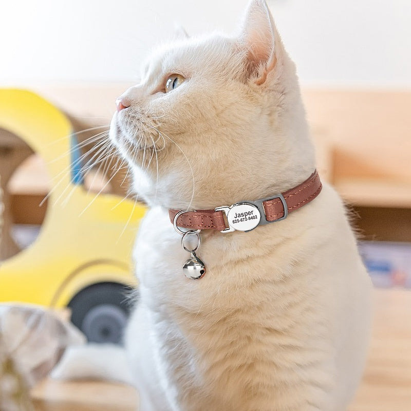 Cat Engraved Collar To Prevent Suffocation And Loss