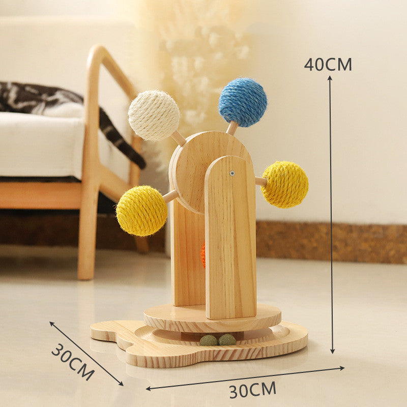 Solid Wood Rotary Table- Cat Scratch Board -Sisal Hemp Pet Products
