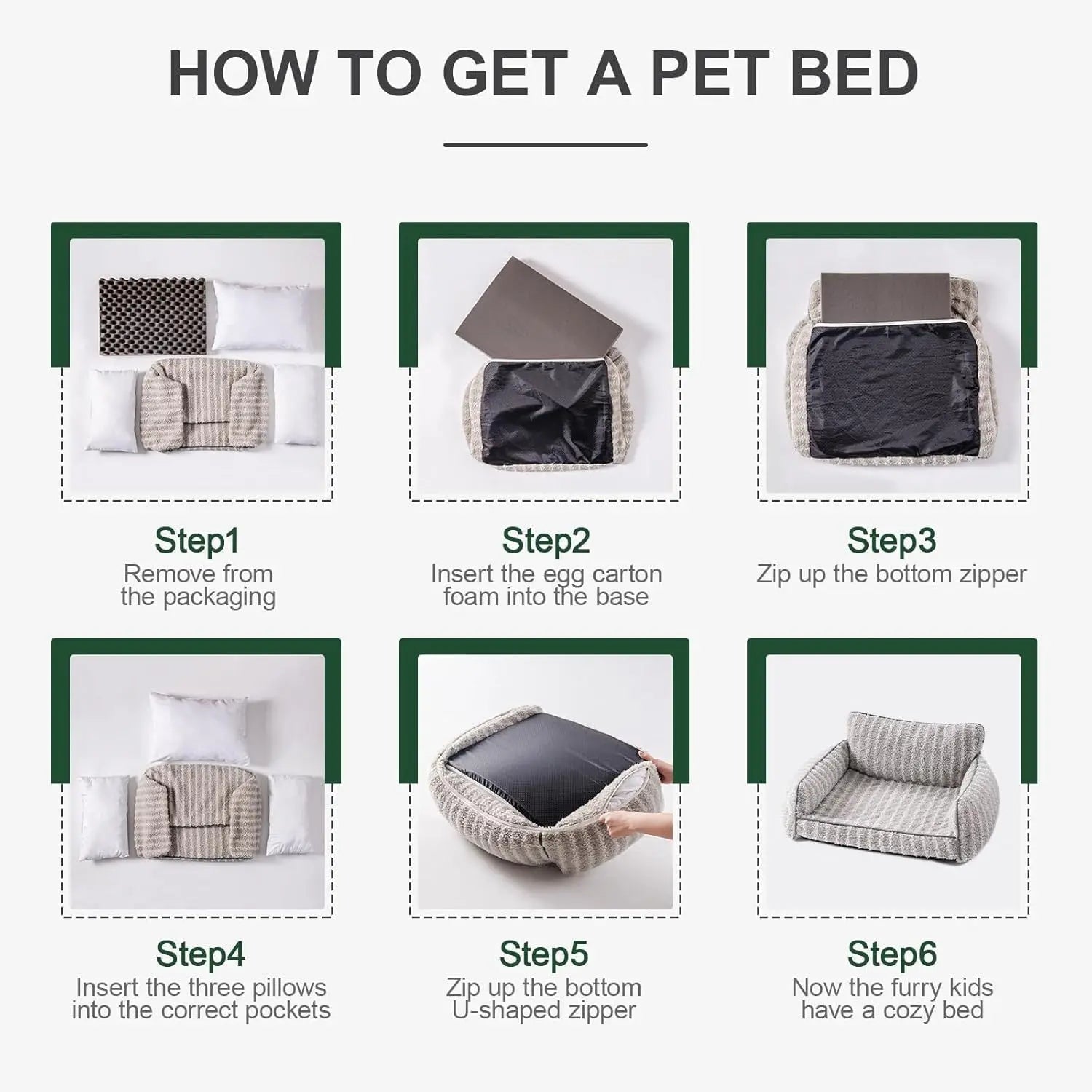MEWOOFUN Orthopedic Pet Sofa - Supportive Bed For Small Medium Dogs & Cats, Anti-Slip Couch With Removable Cover, Grey, Large