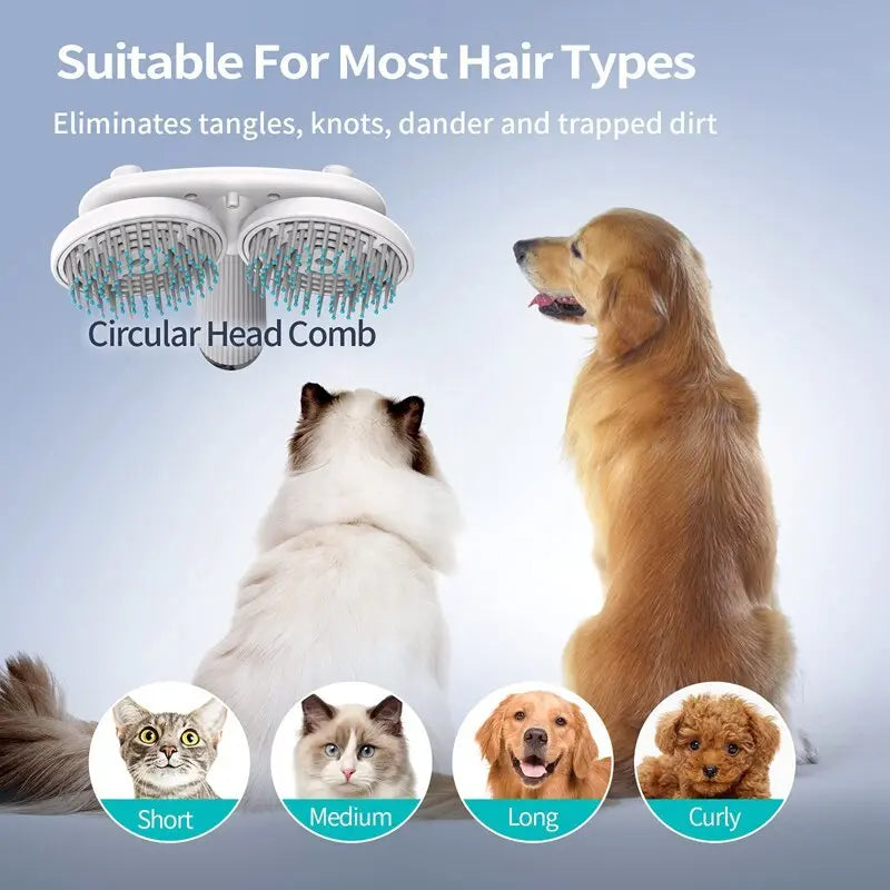 Pet Cat Brush, Dog Slicker Brush Double-headed, Negative Ion, One-button Self Cleaning Dog & Cat Hair Removal Pets Products