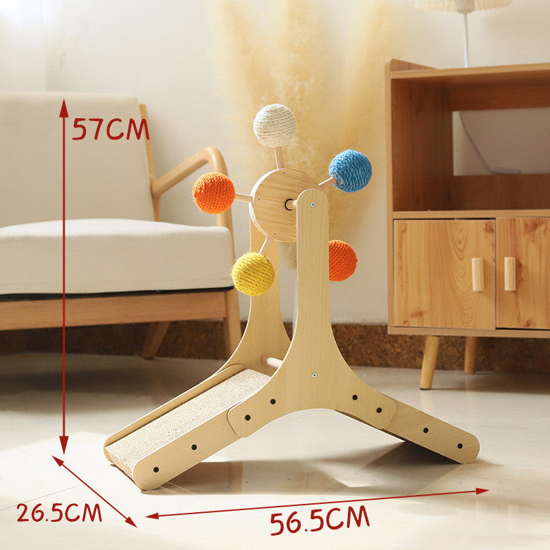 Solid Wood Rotary Table- Cat Scratch Board -Sisal Hemp Pet Products