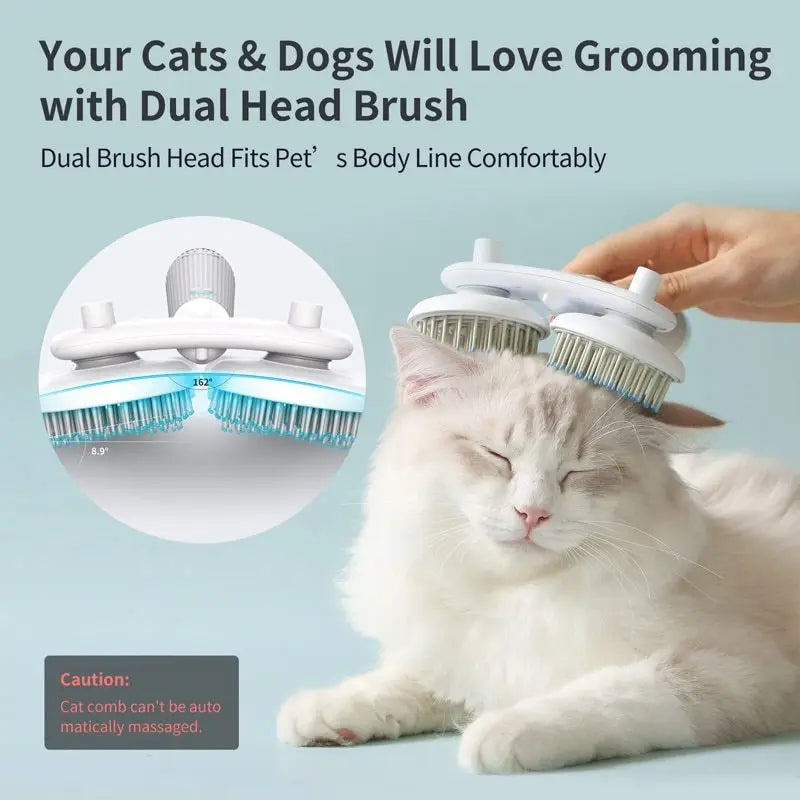 Pet Cat Brush, Dog Slicker Brush Double-headed, Negative Ion, One-button Self Cleaning Dog & Cat Hair Removal Pets Products