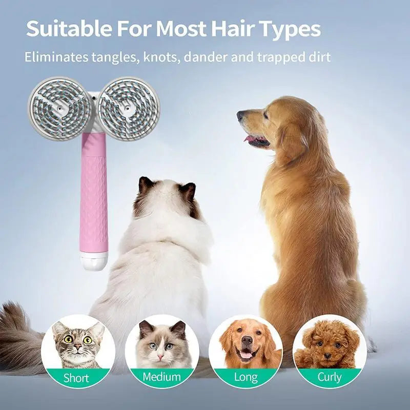 Pet Cat Brush, Dog Slicker Brush Double-headed, Negative Ion, One-button Self Cleaning Dog & Cat Hair Removal Pets Products