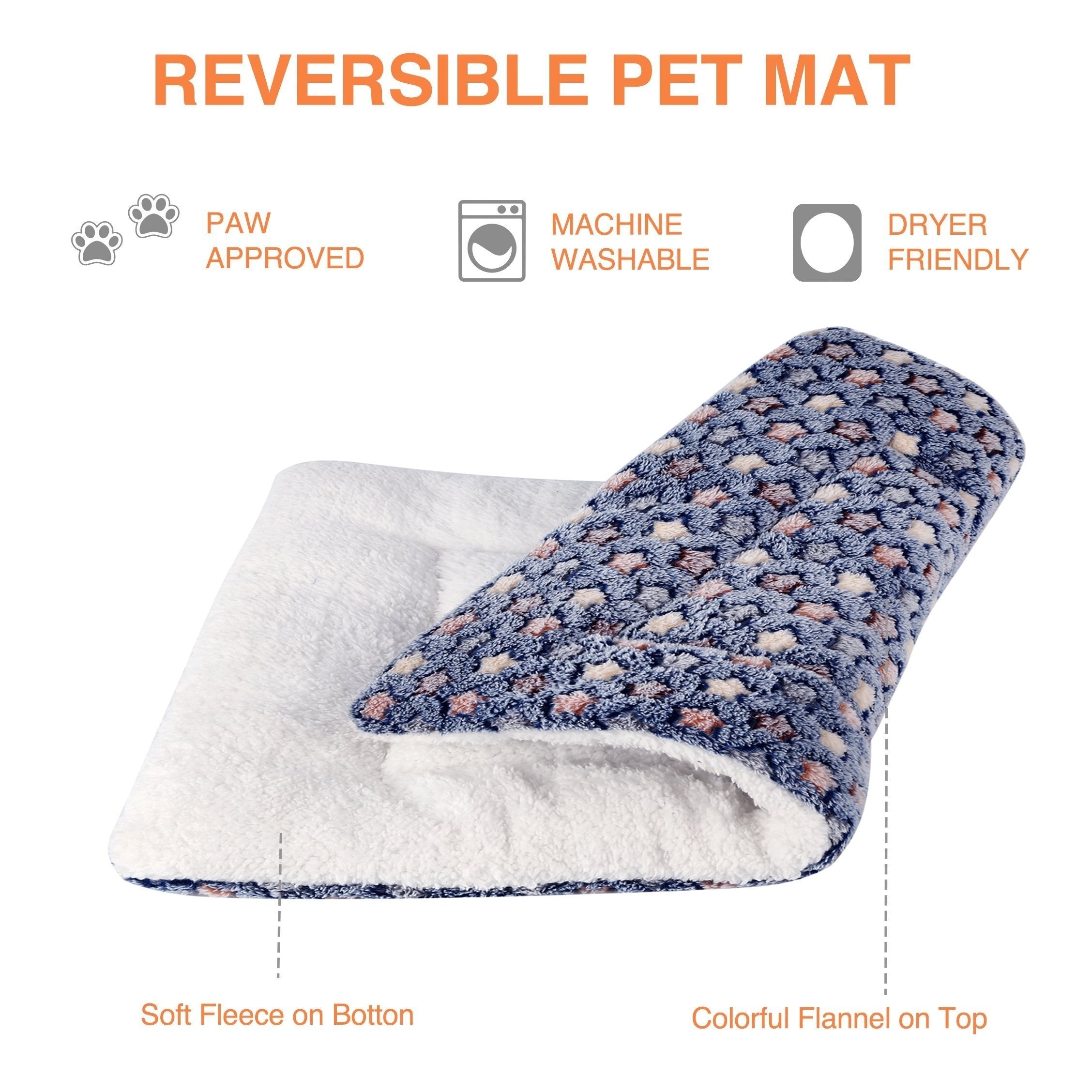 Pets Dog Bed Mat- Crate Pad Soft Pet Bed- Washable Crate Mat For Large Medium Small Dogs -Reversible Fleece Dog Crate -Kennel Mat Cat Bed Liner -Super Soft Fluffy Premium Fleece Pet Blanket