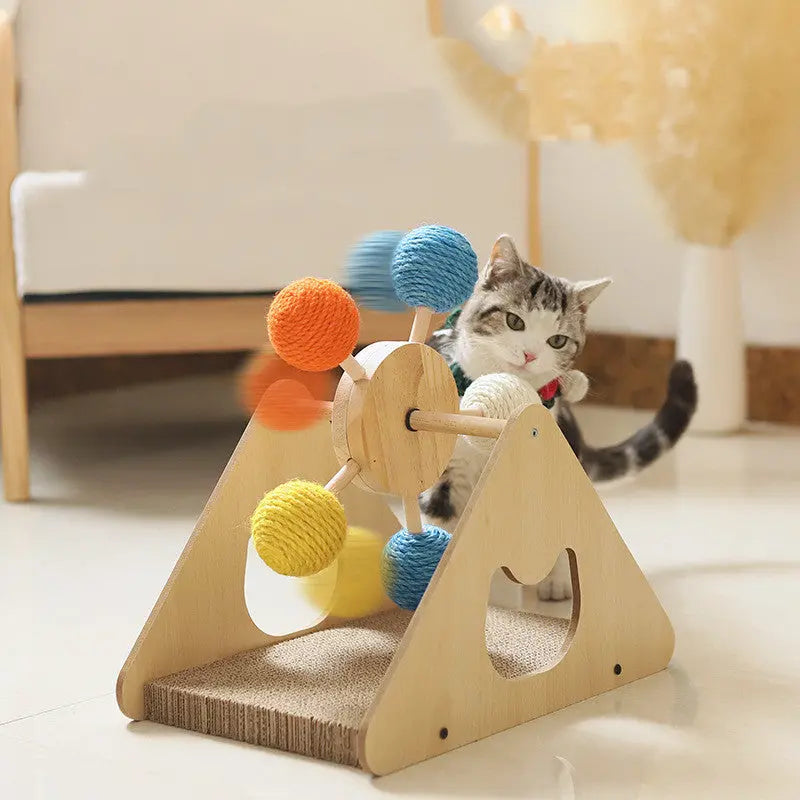 Solid Wood Rotary Table- Cat Scratch Board -Sisal Hemp Pet Products