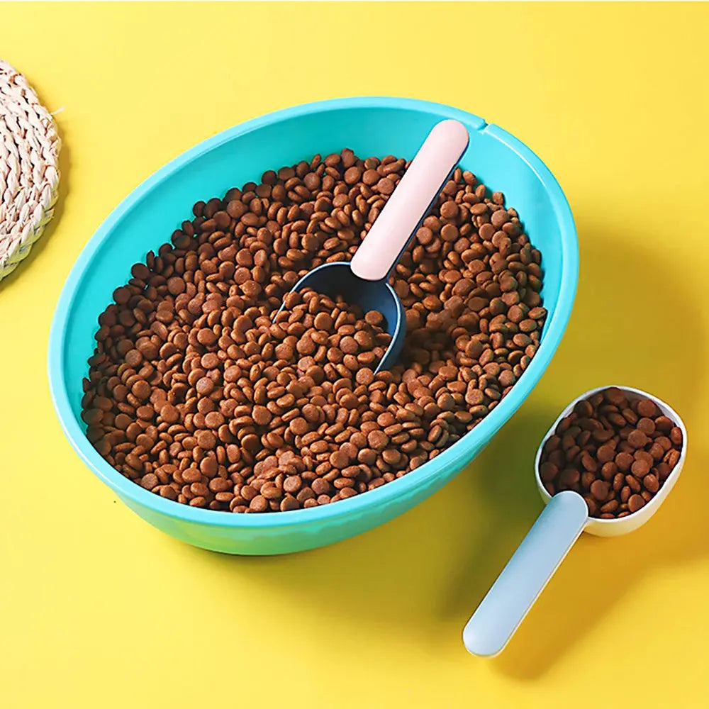 Pet Food Scoop With Ergonomic Bag Clip Handle For Cats, Puppies And Small Dogs -Measuring Scoop Dog Food Scoop, Plastic Measuring Cup Pet Food Feeding 1 Cup Spoon Long Handle With Clip For Dogs Cats