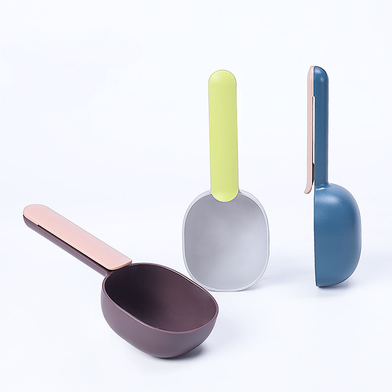 Pet Food Scoop With Ergonomic Bag Clip Handle For Cats, Puppies And Small Dogs -Measuring Scoop Dog Food Scoop, Plastic Measuring Cup Pet Food Feeding 1 Cup Spoon Long Handle With Clip For Dogs Cats