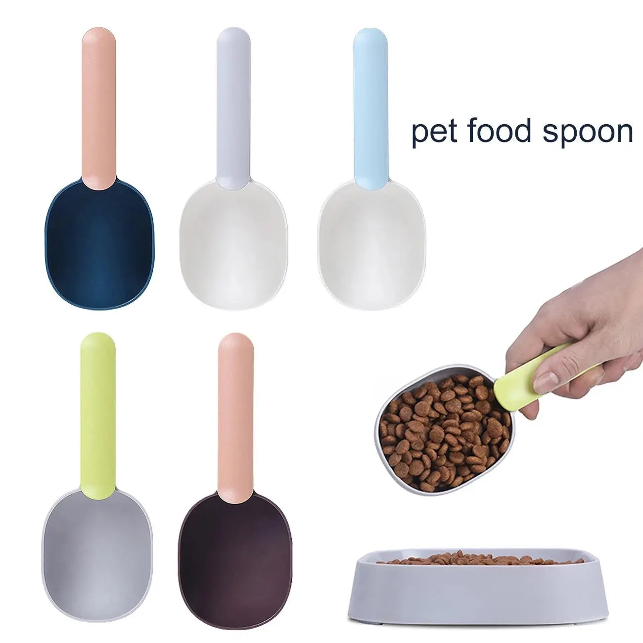 Pet Food Scoop With Ergonomic Bag Clip Handle For Cats, Puppies And Small Dogs -Measuring Scoop Dog Food Scoop, Plastic Measuring Cup Pet Food Feeding 1 Cup Spoon Long Handle With Clip For Dogs Cats