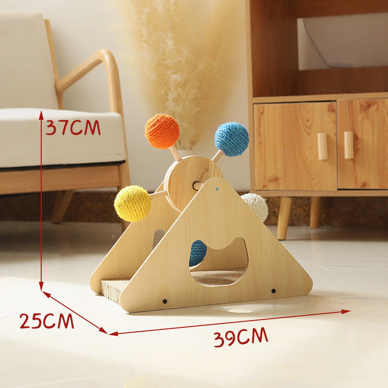 Solid Wood Rotary Table- Cat Scratch Board -Sisal Hemp Pet Products