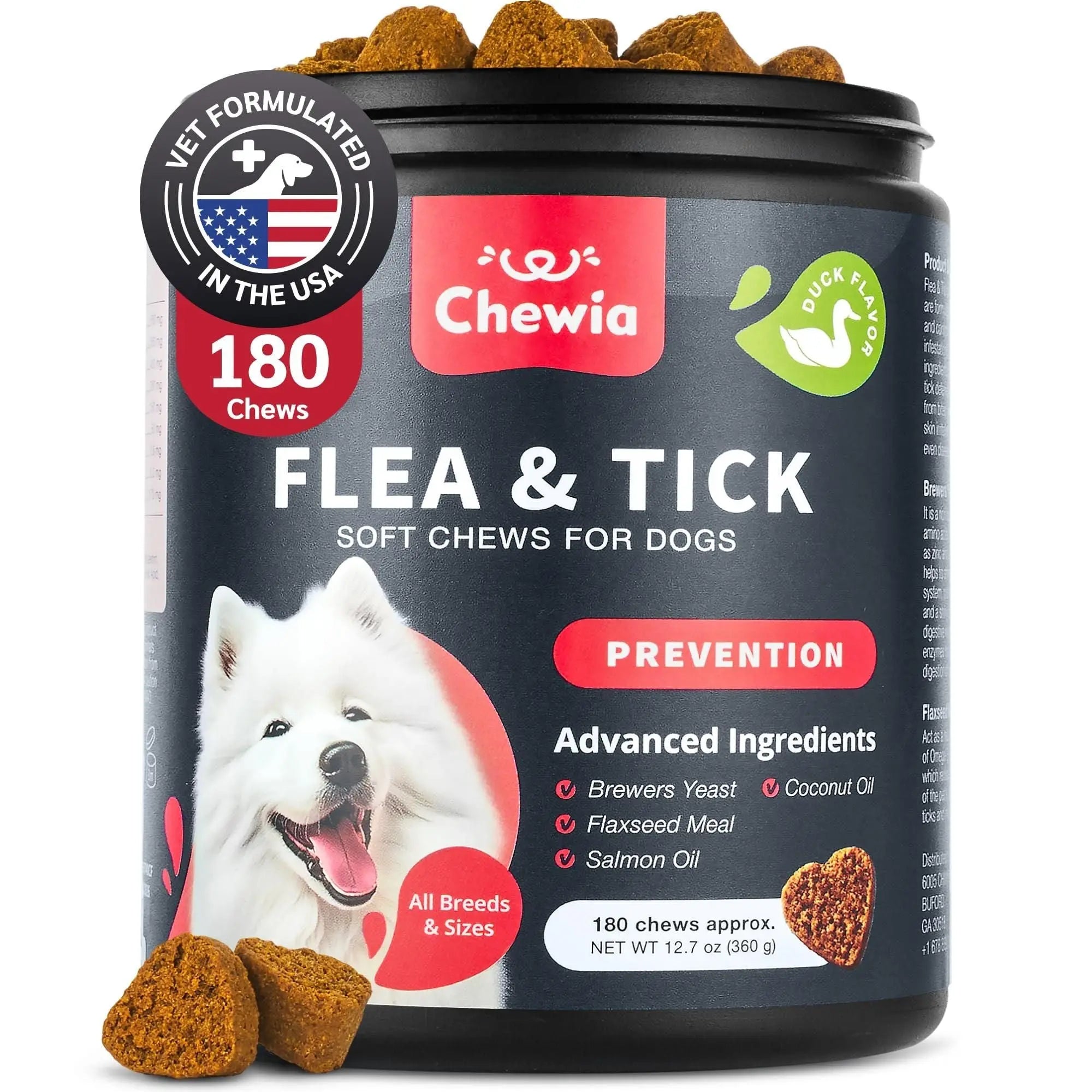 Dog Flea and Tick Treatment Chews FleaTick Prevention for Dogs Chewables Natural Dog Flea & Tick Control Soft Treats Immune Support Supplement-Dog Flea Treatment